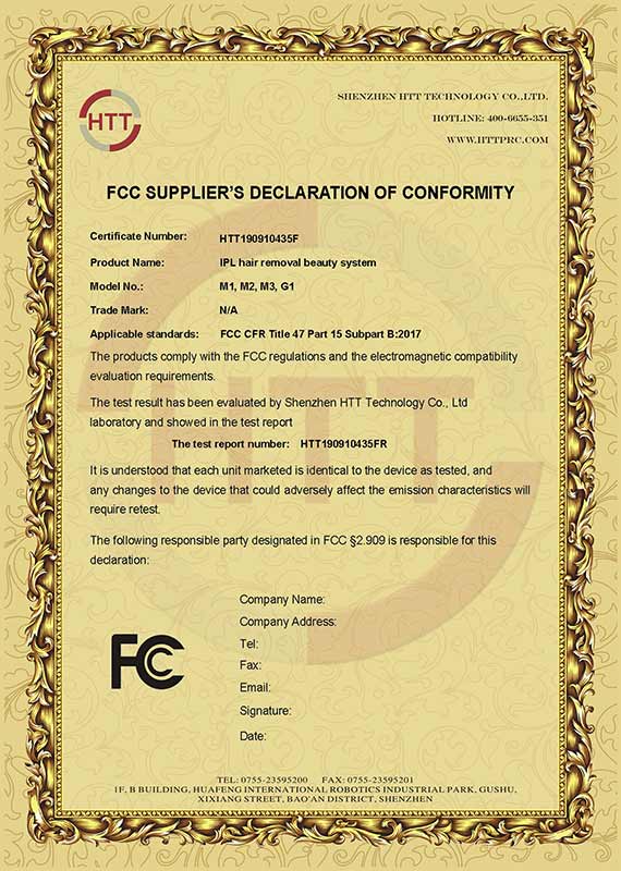 光子脱毛仪FCC证书(图1)